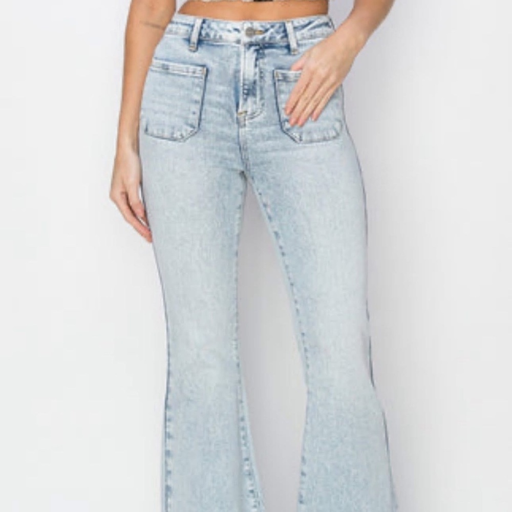 Risen High Rise Flare Front Patch Pocket NWT - image 1